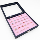 Black Jewelry Display Case Buckle Latch With Glass Top W pink Ring Foam Display