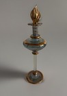 Vintage Egyptian Blown Glass Perfume Bottle With Stopper Blue Gold