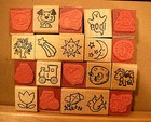  Stampettes - Wood Mounted Rubber Stamps - Animals   Objects