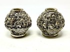 Pair Jerusalem Globe Israel Candlestick Holders Shabbat Marked 925 Silver