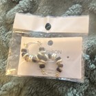 Silver Tone 925 Beaded Hoop Earrings Round Latch Back No Stone