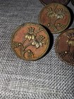 Antique Art Nouveau Brass Overlay Buttons Lot Of 7 Celluloid Floral