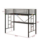 Metal Twin Loft Bed With Desk  Power Outlet   Led Lighted For Kids Teens Bedroom