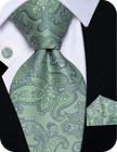 Paisley Tie Sets Floral Necktie Handkerchief Cufflinks Set Silk Woven Ties