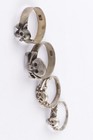 Ring Sterling Silver Ww1 Wwi Ww2 Wwii Skull Bones 4 Pcs Death Head Gothic Skelet
