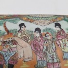 Antique Chinese Famille Noire Porcelain Rectangular Box 8  X 4      Court Figures