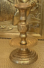 Vintage Solid Brass Hand Hammered Candlestick Holders  Set Of  2 Detachable