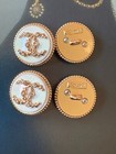 Chanel Buttons Cc Logo Classic 20mm Gold And White W  Crystals Ships From Us  4 