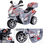 Kids Gray Ride On Motorcycle 3 Wheel Battery Powered Electric Power Bicycle Gift