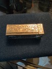Vintage Italian 800 Silver Lipstick Case Holder Engraved Green Stone Italy
