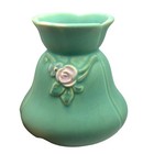 Weller Pottery Green Floral Sweet Pea Vase F-1 Mint 5 25  Tall