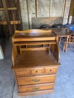 Vintage Oak Roll Top Desk With Drawers