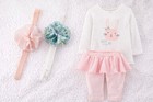 Carter s Baby Girls  4 Piece Bunny Bodysuit  Pants    2 Pack Headwrap Set  Nb