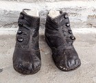 Antique Victorian Leather High Top Button Up Black Baby Shoes