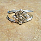 Unique     Vintage Navajo Sterling Silver Dome Leaves Applique Bracelet
