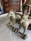 Antique Brass Indian Temple Cart With Horses Ceremonial 