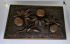 Stunning Antique Indian Carved Wooden Box - High Relief Fruit Branches Table Top