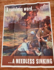 Original 1942 Wwii Poster     a Careless Word    A Needless Sinking   