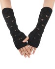 Womens Goth Fingerless Gloves  Ripped Knit Grunge Thumb Hole Wrist Warmers