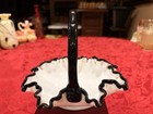 Rare Vintage Fenton Ebony Black Crest Milk Glass Ruffled Basket 7    Ex Condition