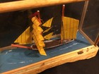 Model Ship Plastic Wooden Display Case Diorama Sail Ocean Vessel Coastal Decor