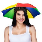 2 Umbrella Hats - Head Band Cap Rain Sun Shade Sports Beach  - Kids To Adults