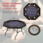 Poker Table 8 Player Texas Holdem Game Folding Casino Legs Cup Holders Octagon