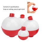 12pcs Fishing Bobbers Set Hard Abs Snap   on Floats Red White Round Fishing Floats
