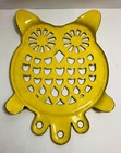 Vintage Cast Iron Trivet Owl Footed Yellow Mcm Retro 70   s Cottagecore