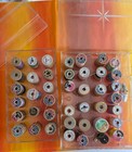 Vintage Sewing Boxes W  40 Wooden Thread Spools Organizer Cases Starburst Mcm 