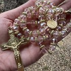 Pink   Gold Faceted Glass Bead Large 21    Prayer Religious Rosary