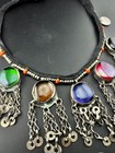 Vintage Tribal White-metal Choker 5 Large Colorful Glasss Bell Tassels Boho Art