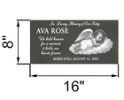 Custom Black Granite Baby Angel Grave Marker Headstone Memorial 16 x8 x4 