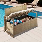 Xxxl Patio Outdoor Storage Bench Pe Rattan Deck Box Wicker Storage Seat Box