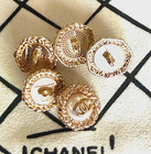 Chanel Vintage White Pearls And Crystals Gold Metal Button 18mm  set Of 6 