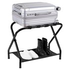 Luggage Rack pack Of 2 steel Folding Suitcase Stand With Storage Shelf For Be   