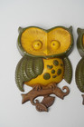 Vintage Sexton 1970 Cast Metal Owl Wall Plaques Set Of 2