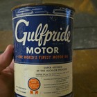 Vintage Older Original 1 Qt Quart Gulf Gulfpride Motor Oil Metal Can Gas   Oil