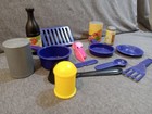 Kitchen Toy Items Fake Pretend Play Plastic Large Vintage Lot Of 15 Pieces