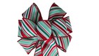 Handmade Red Green Stripe Wired Wreath Bow - Christmas  - Choose Size - Holiday