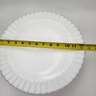 Fenton White Milk Glass Silver Crest Pedestal Cake Stand Plate Ruffled 12 1 2 
