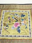 Vintage Chinese Square Silk Embroidered Art Panel With Birds And Flowers