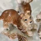 Vintage Miniature Porcelian Collie Dogs White Brown Set Of 3 Dog Figurine