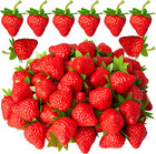 Artificial Red Strawberries  40pcs Fake Lifelike Fruit Plastic Strawberries F   