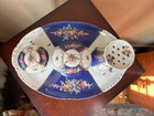 Antique Blue Floral Porcelain Vanity Set With Tray