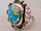 Native American Hand Made Sterling Silver Vintage Navajo Turquoise  Ring Sz 6