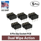5 Pcs 8 Pin Dip Ic Socket Adaptor Solder Type Pcb-mount   Dual Wipe   Us Ship