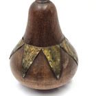 Vintage Hand Turned Wood Pear Tea Caddy Brass Accents Trinket Box