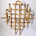 Vintage Mid Century Rattan Bamboo Six Hook Wall Coat Hat Rack 18 5  X 17 