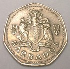 1973 Barbados One 1 Dollar Flying Fish Coin Vf 
